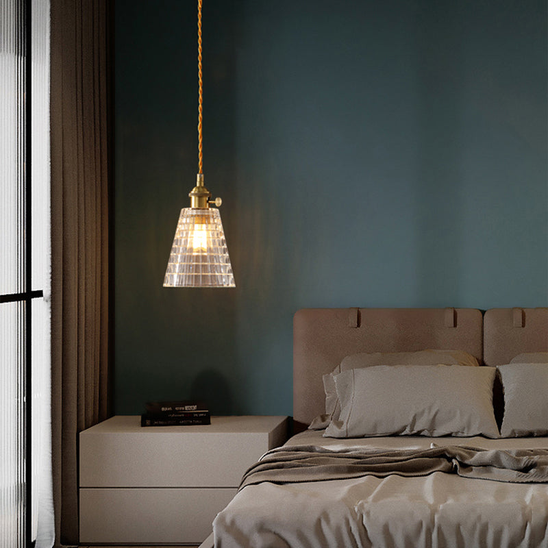 Glass Industrial Pendant Light 1-Light Hanging Ceiling Light for Bedroom