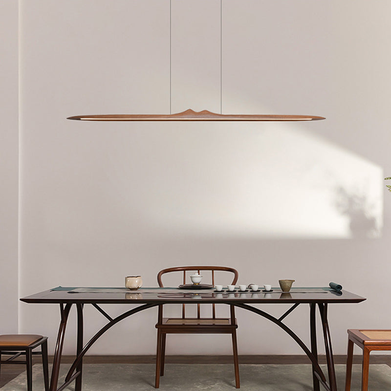 Wood Hanging Pendant Lights Nordic Modern Linear Hanging Lamps for Tea Room