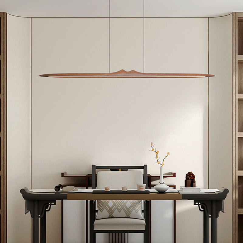 Wood Hanging Pendant Lights Nordic Modern Linear Hanging Lamps for Tea Room