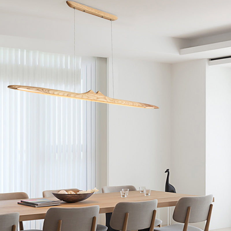 Wood Hanging Pendant Lights Nordic Modern Linear Hanging Lamps for Tea Room
