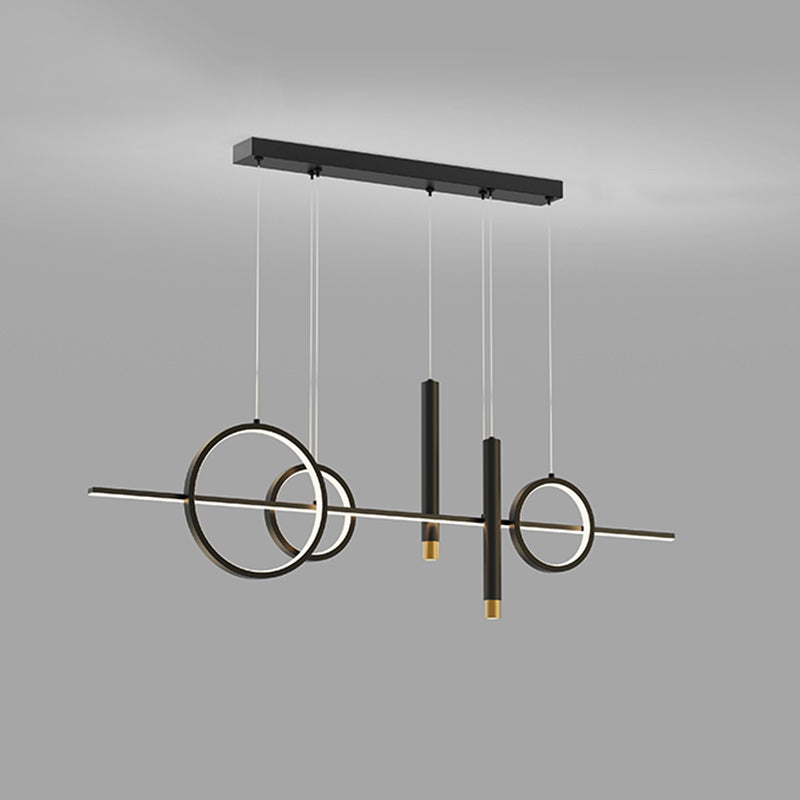 Modern Metal LED Island Lighting Fixtures Linear Chandelier Lamp for Dining Room