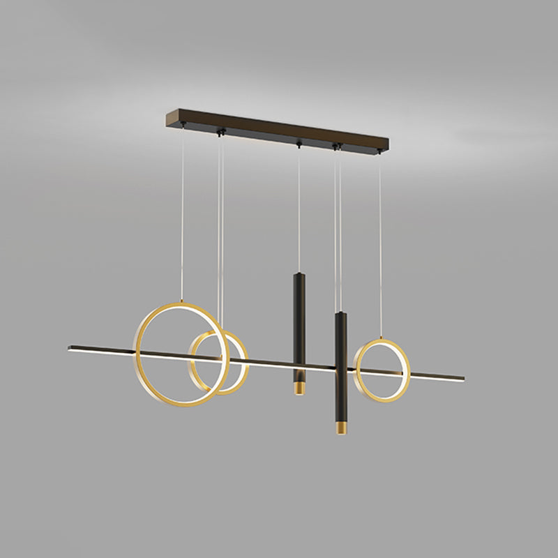 Modern Metal LED Island Lighting Fixtures Linear Chandelier Lamp for Dining Room