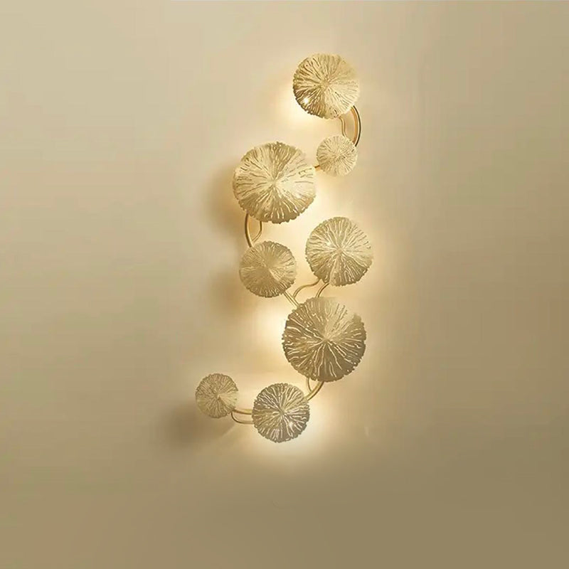 Metal Gold Wall Lamp in Modern Creative Style Stainless-Steel Lotus Shape Wall Sconce for Bedroom