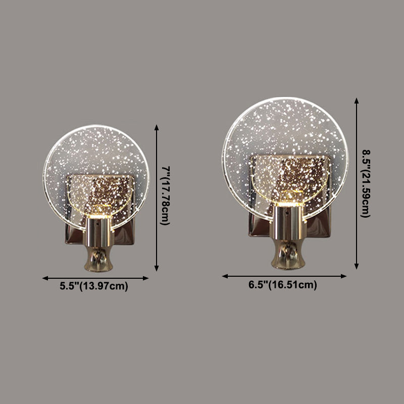 Contemporary Crystal 1-Light Wall Mount Lamp Circle Wall Sconce for Bedroom