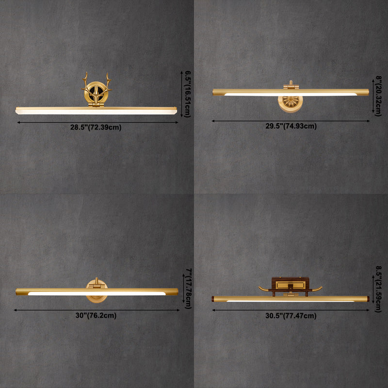 Acconde da parete da parete lineare a 1 luce moderna moderna illuminazione da parete specchio in stile semplice in oro