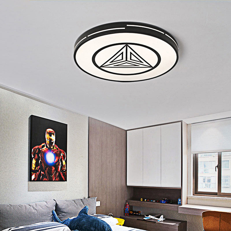 Plafonnier rond en acrylique avec Triangle, éclairage moderne chaud/blanc, luminaire décoratif de plafond, idéal pour une chambre à coucher ou une cuisine, en noir et blanc
