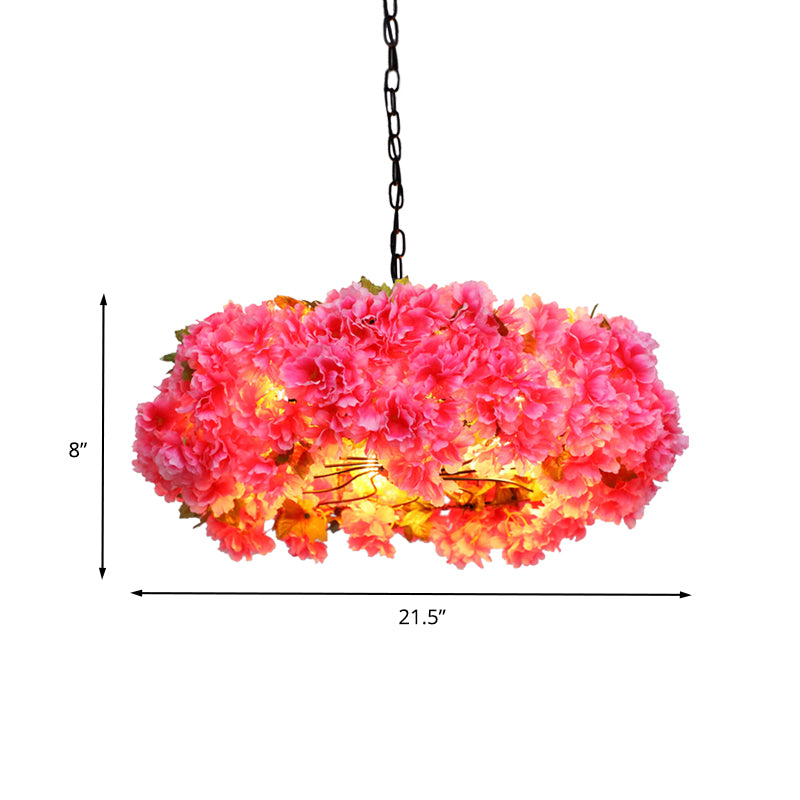 5 lumières fleur de lustre lampe de lustre antique en métal rose LED PENDANT POUR RESTAUT, 21,5 "/25.5" W
