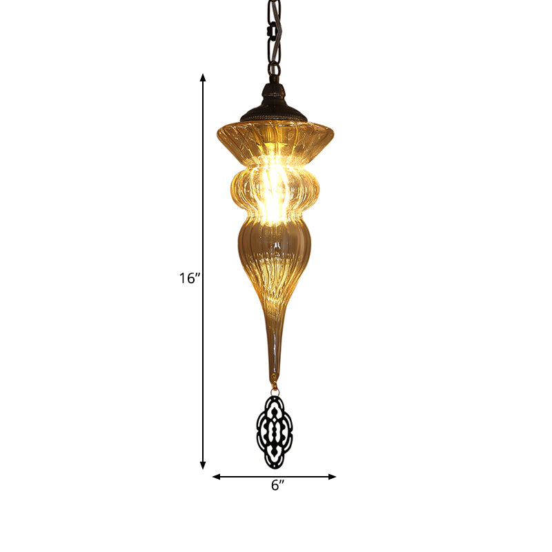 Lampada per caduta di urna vintage 1 testa prismatica a sospensione di vetro a sospensione in ottone per il ristorante
