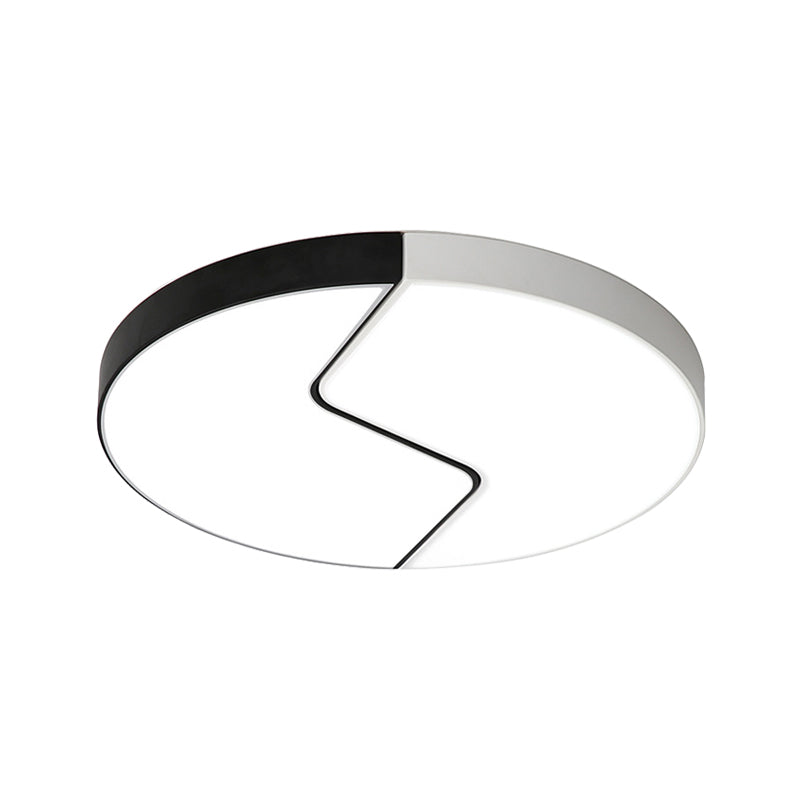 Plafonnier rond en métal noir et blanc, 2 lumières, 19,5 po, LED, moderne, proche du plafond, lumière chaude/blanche