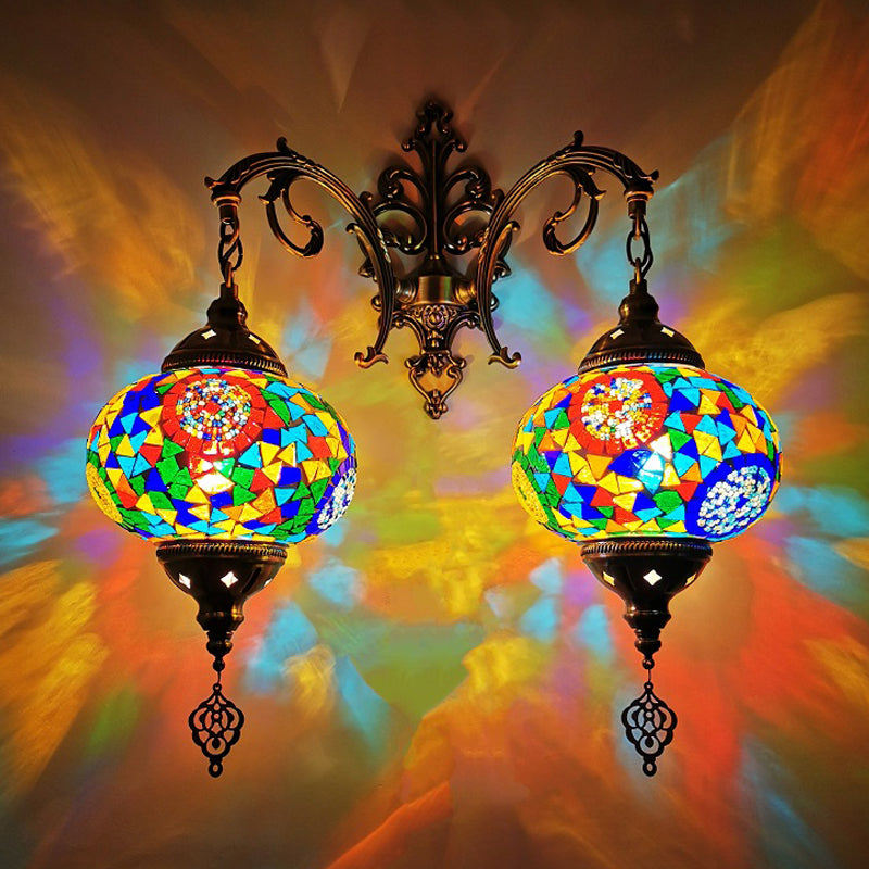 Turkse bol SCONCE LIMMUTE 2 BLIMBEN Handgebroken glazen wandmontage verlichting in wit/rood/roze