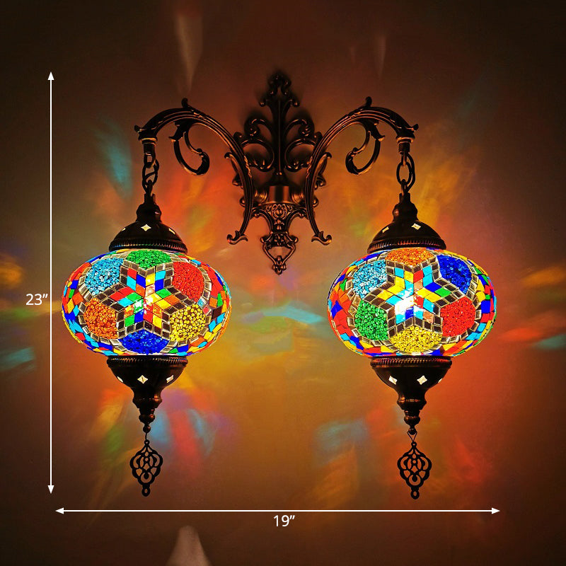 Turkse bol SCONCE LIMMUTE 2 BLIMBEN Handgebroken glazen wandmontage verlichting in wit/rood/roze