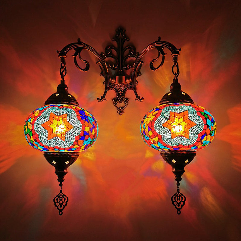 Turkse bol SCONCE LIMMUTE 2 BLIMBEN Handgebroken glazen wandmontage verlichting in wit/rood/roze