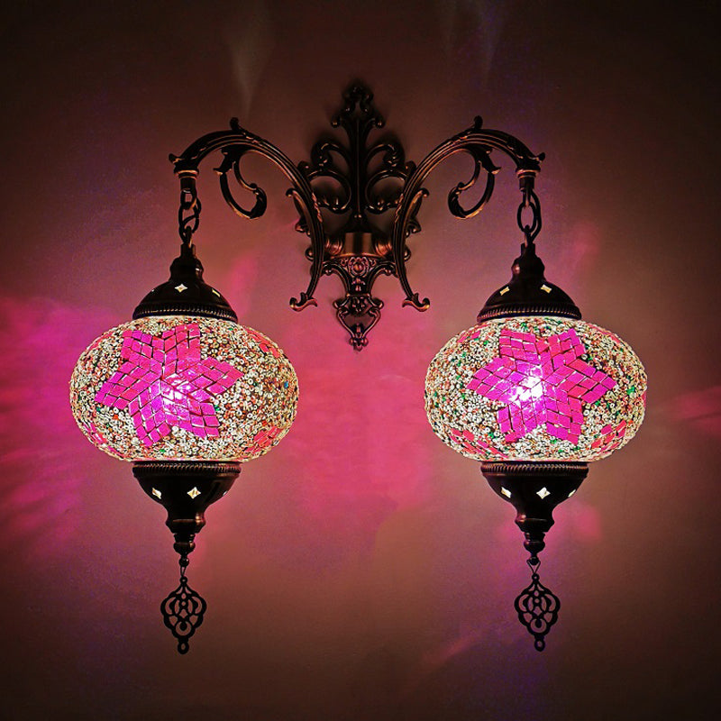 Turkse bol SCONCE LIMMUTE 2 BLIMBEN Handgebroken glazen wandmontage verlichting in wit/rood/roze