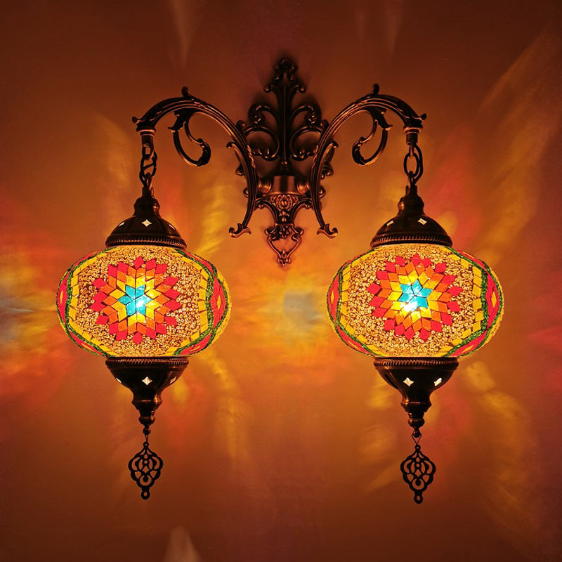 Turkse bol SCONCE LIMMUTE 2 BLIMBEN Handgebroken glazen wandmontage verlichting in wit/rood/roze