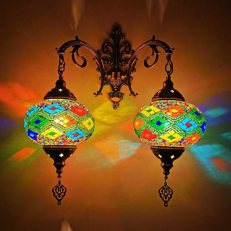Turkse bol SCONCE LIMMUTE 2 BLIMBEN Handgebroken glazen wandmontage verlichting in wit/rood/roze