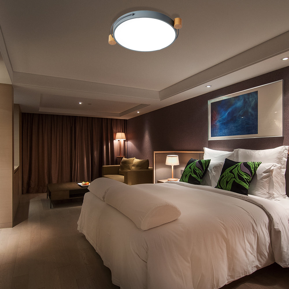 Lámpara empotrada circular de hierro, lámpara empotrada LED simple de 16"/19,5"/23,5" W en gris para sala de estar, luz blanca/de 3 colores/control remoto, atenuación continua