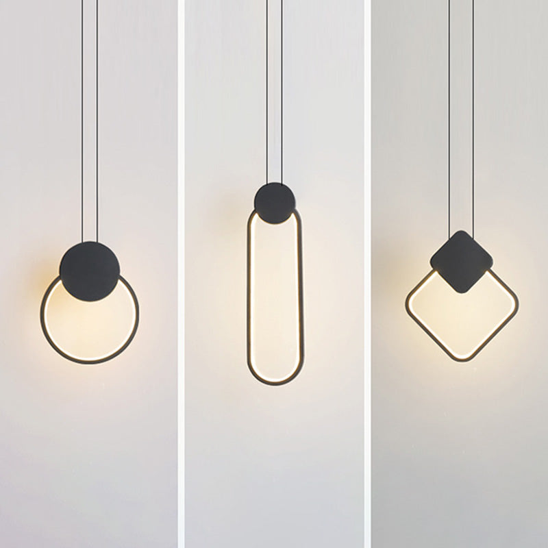 Rectangular/Oval/Circular Metal LED Modern Pendant  for Living Room Bathroom Dinning Room