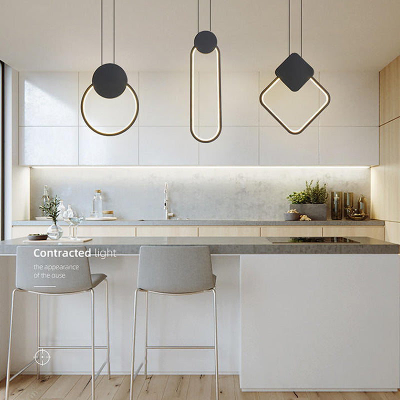 Rectangular/Oval/Circular Metal LED Modern Pendant  for Living Room Bathroom Dinning Room