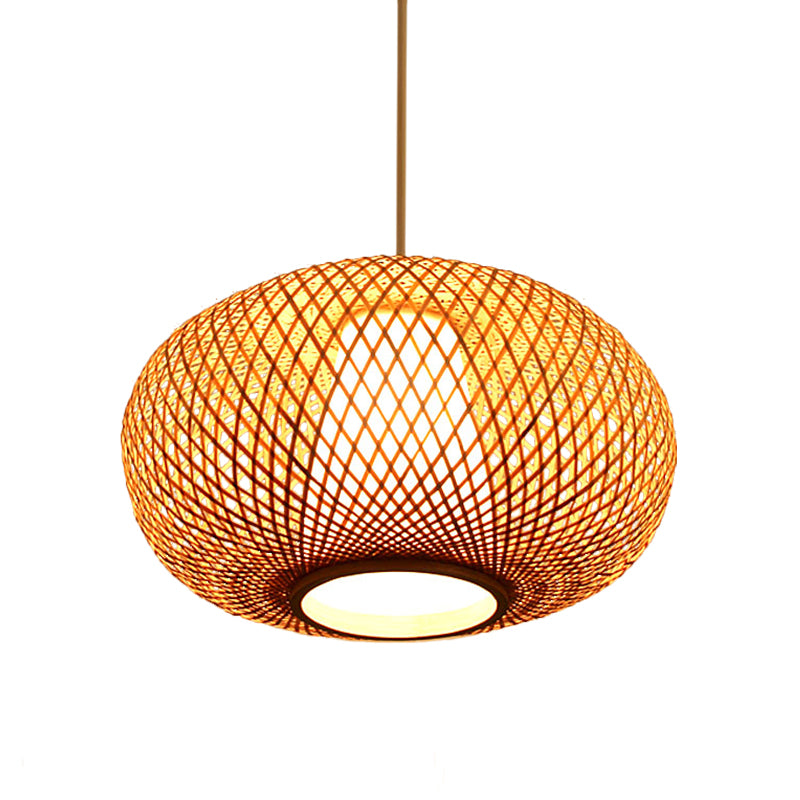Handmade Pendant Lighting Japanese Bamboo 1 Head 14"/18" Wide Beige Hanging Light Fixture