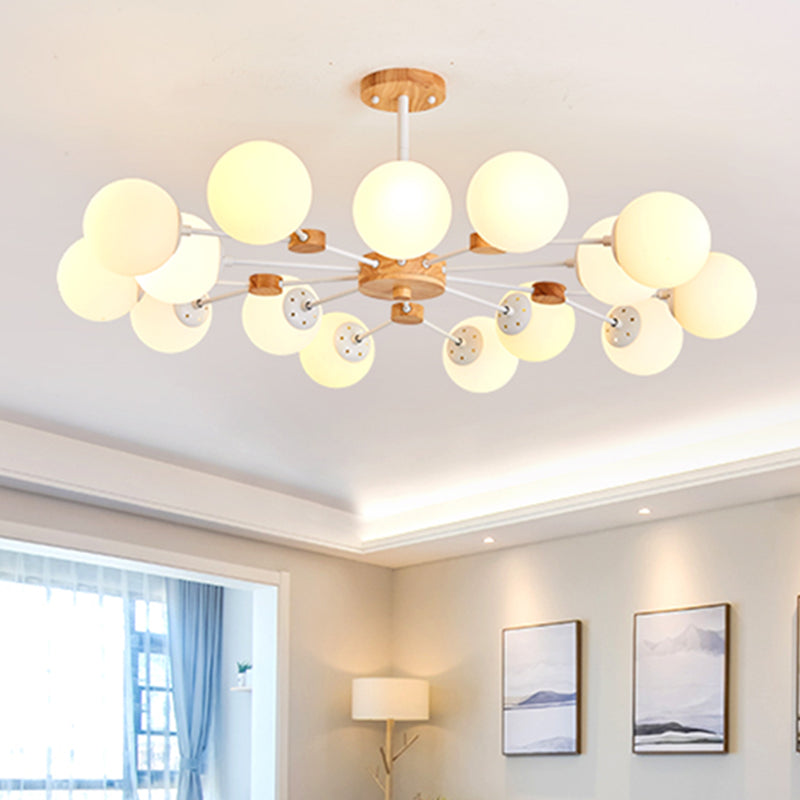 Araña de vidrio de leche opaca dorada para la sala de estar de vestíbulo dormitorio