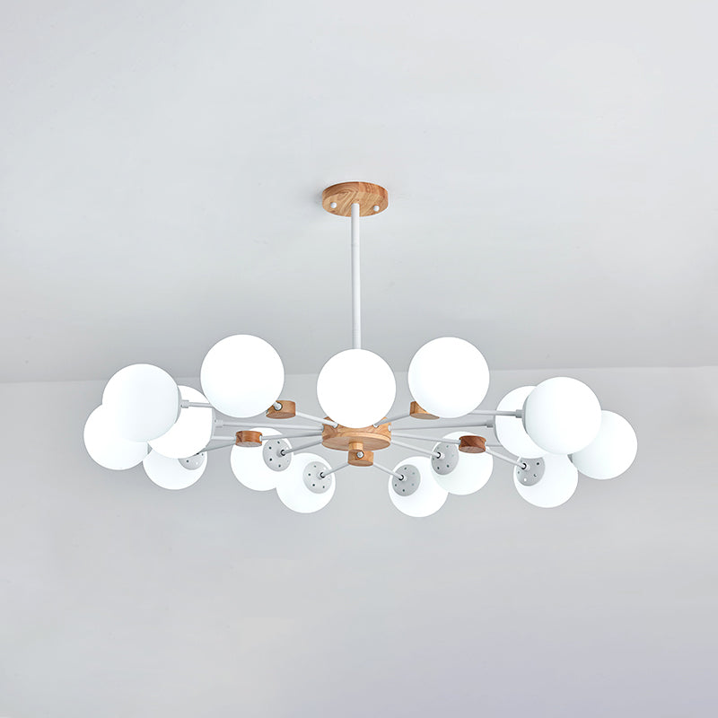 Araña de vidrio de leche opaca dorada para la sala de estar de vestíbulo dormitorio