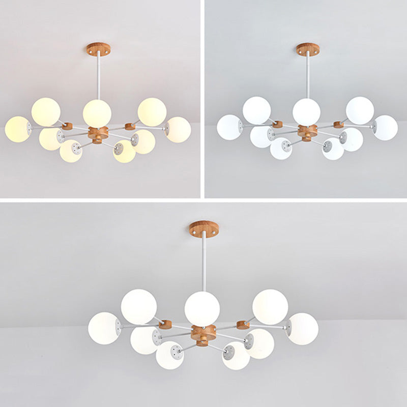 Araña de vidrio de leche opaca dorada para la sala de estar de vestíbulo dormitorio