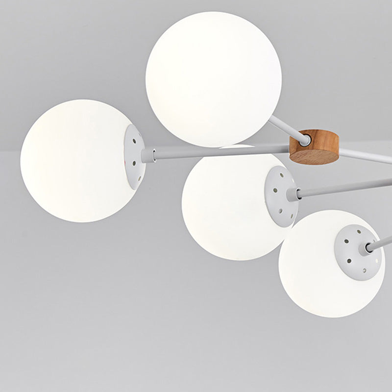 Araña de vidrio de leche opaca dorada para la sala de estar de vestíbulo dormitorio