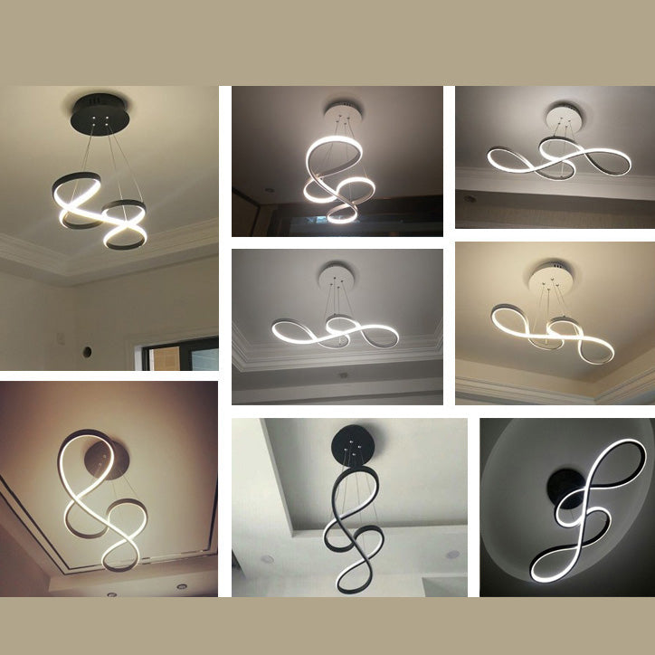 Moderno lampadario a spirale LED LED ACRILICA Sospensione Luce per il soggiorno per foyer Camera da letto