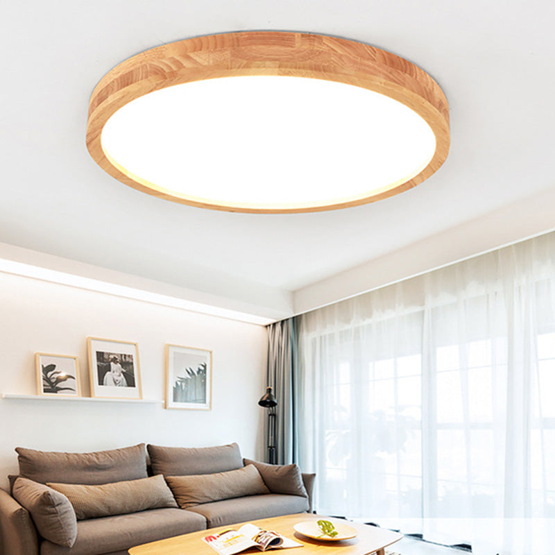 Lámpara de techo circular de montaje empotrado con arte en madera para sala de reuniones de oficina