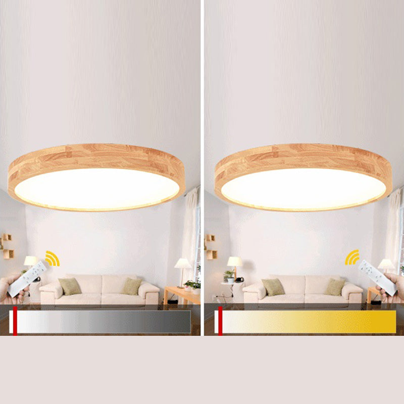 Lámpara de techo circular de montaje empotrado con arte en madera para sala de reuniones de oficina
