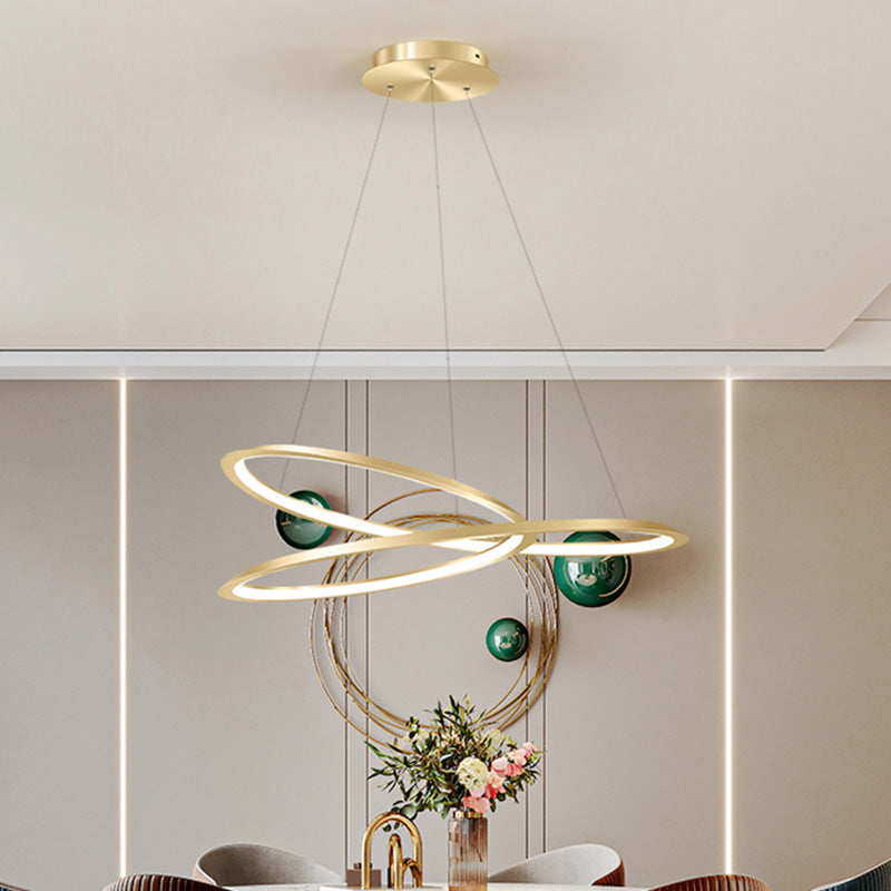 1 Light Twist Chandelier LED Modern Hanging Light Fixtures for Living Room Bedroom