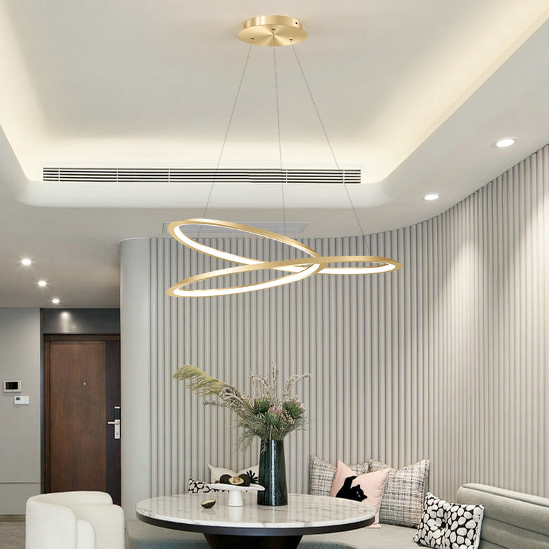 1 Light Twist Chandelier LED Modern Hanging Light Fixtures for Living Room Bedroom