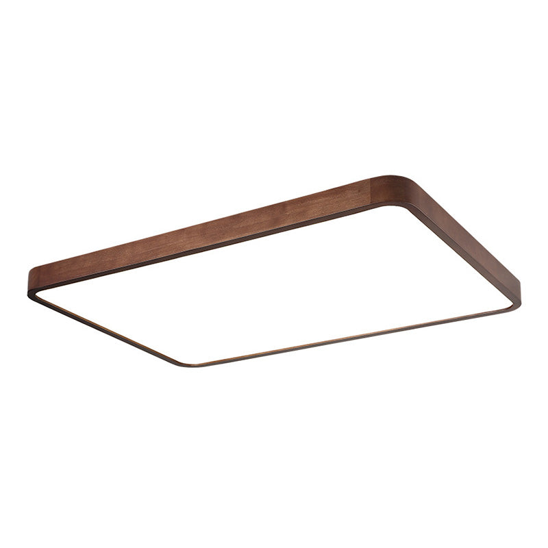Wooden Rectangular Flush Mount Ceiling Light with White Acrylic Shade for Office Meeting Room