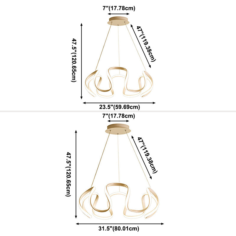 Lámpara de araña retorcida LED moderno de techo acrílico Luz para la sala de estar para la sala de estar dormitorio