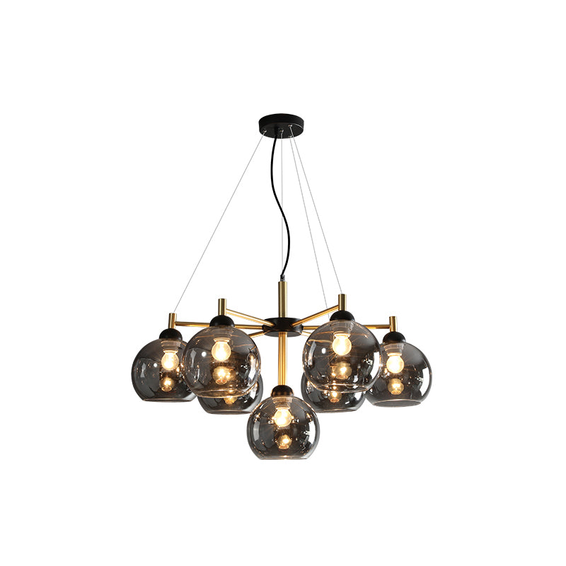 Chandelier en forma de mundo con sombra transparente de estilos modernos para el comedor