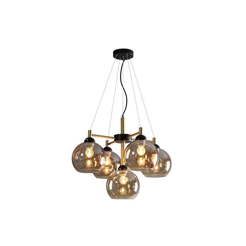 Chandelier en forma de mundo con sombra transparente de estilos modernos para el comedor