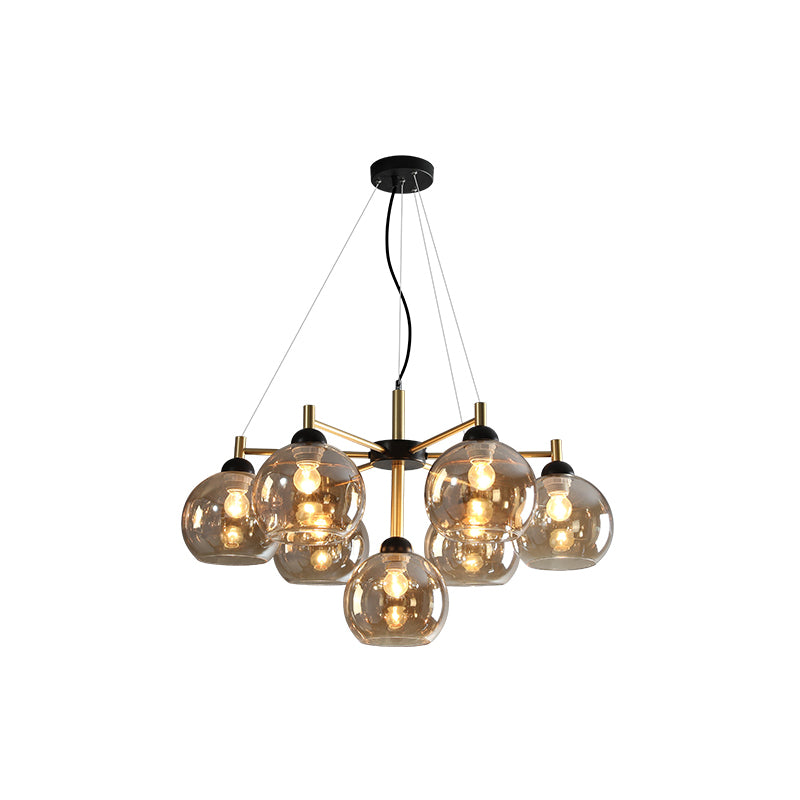 Chandelier en forma de mundo con sombra transparente de estilos modernos para el comedor