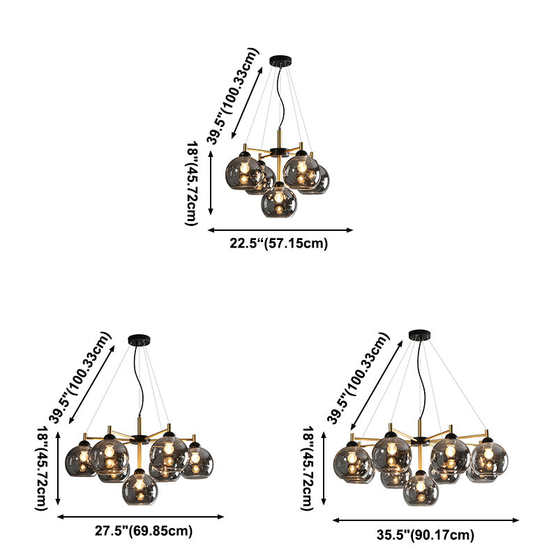 Chandelier en forma de mundo con sombra transparente de estilos modernos para el comedor