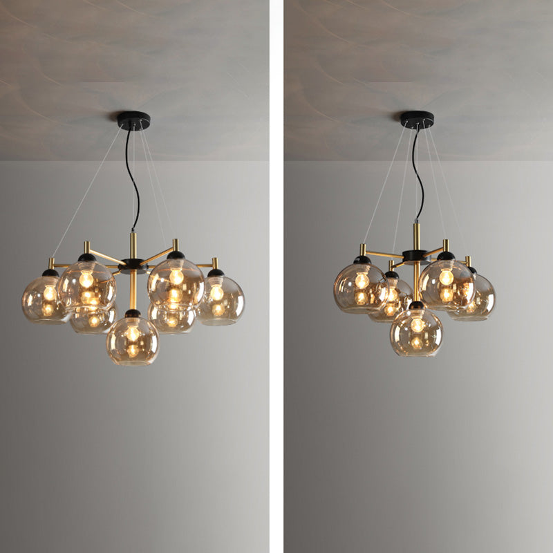 Chandelier en forma de mundo con sombra transparente de estilos modernos para el comedor