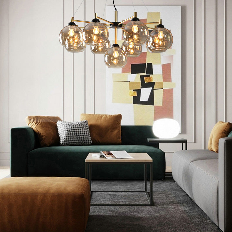 Chandelier en forma de mundo con sombra transparente de estilos modernos para el comedor