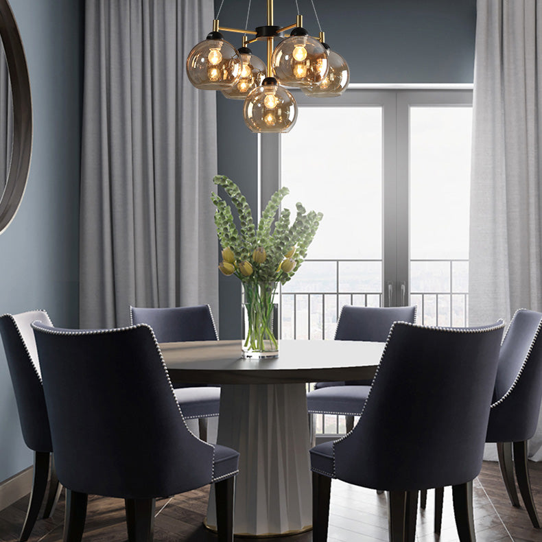 Chandelier en forma de mundo con sombra transparente de estilos modernos para el comedor