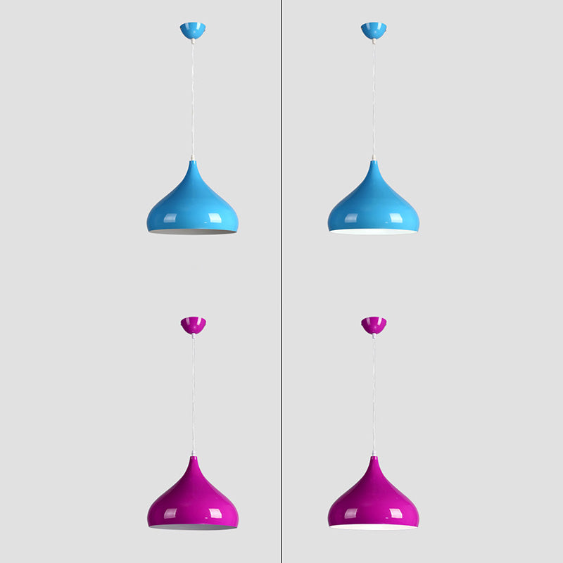 Metal Hanging Light Nordic Style Macron Color Pendant Light Conical Shape Hanging Light for Kitchen