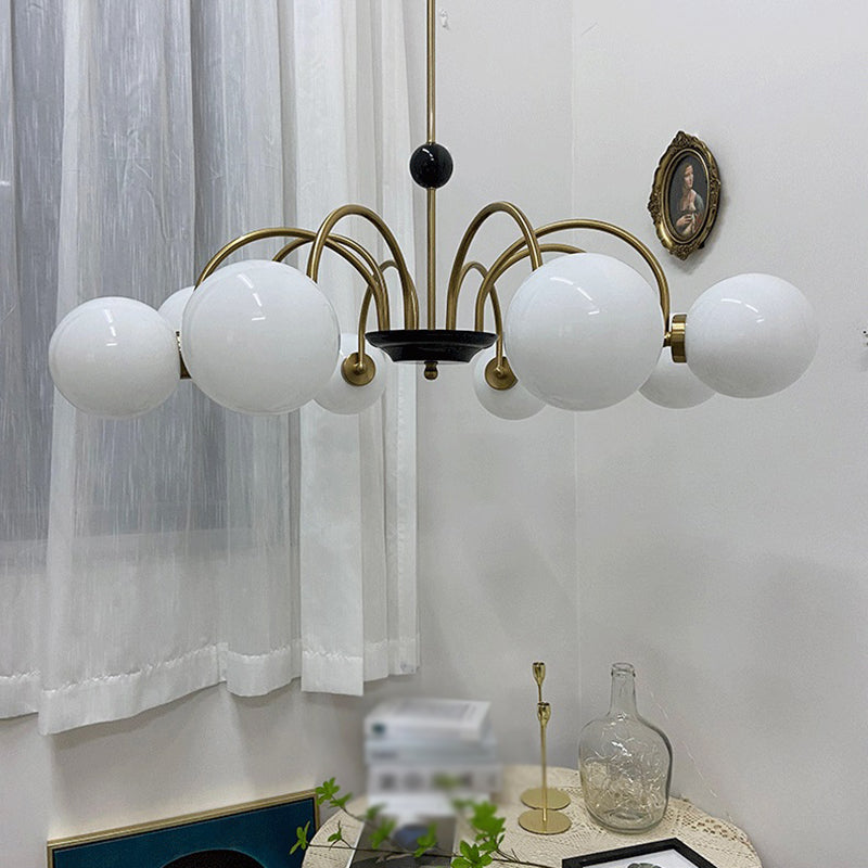 Luces de lámpara moderna con vidrio de ópalo blanco esmerilado para el dormitorio del comedor