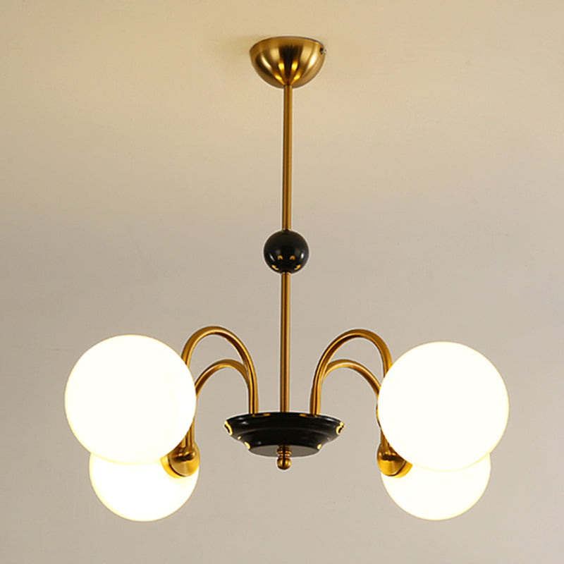 Luci del lampadario moderne con vetro opale bianco smerigliato per camera da letto in camera da pranzo