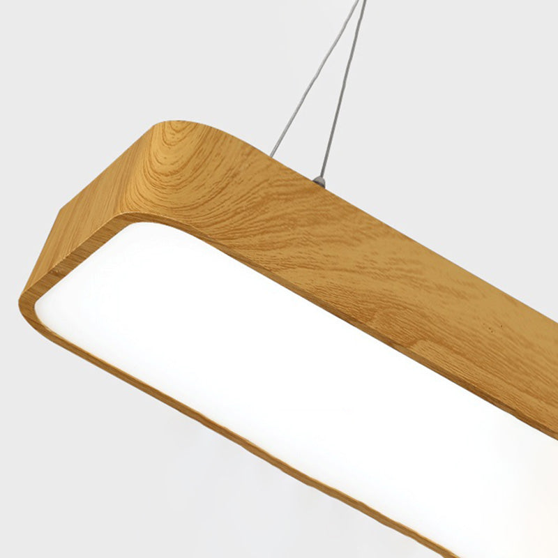 Wood Rectangle Led Pendent in Modern Style 45W Led Suspended Lights for Office Conference Room