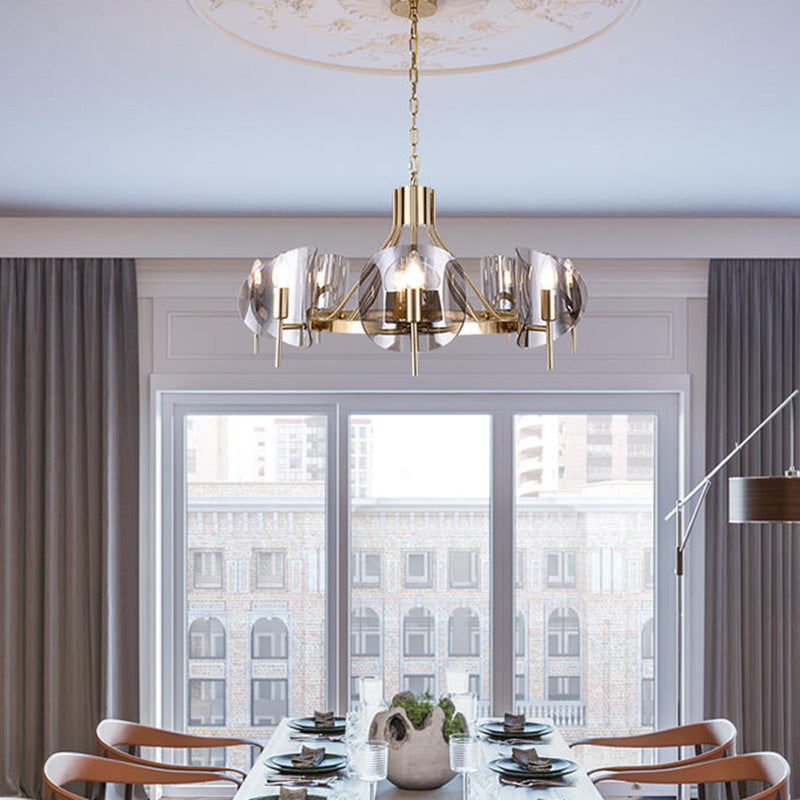 Smokey-Glass Anhänger Beleuchtungskörper Moderner Kronleuchter für Wohnzimmer