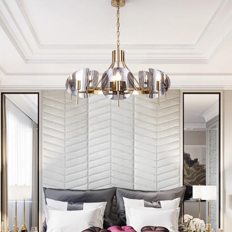 Smokey-Glass Anhänger Beleuchtungskörper Moderner Kronleuchter für Wohnzimmer