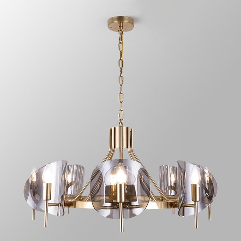 Smokey-Glass Anhänger Beleuchtungskörper Moderner Kronleuchter für Wohnzimmer