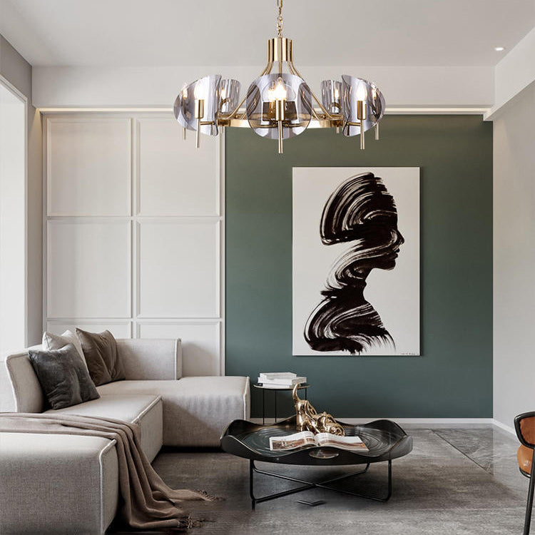 Smokey-Glass Anhänger Beleuchtungskörper Moderner Kronleuchter für Wohnzimmer