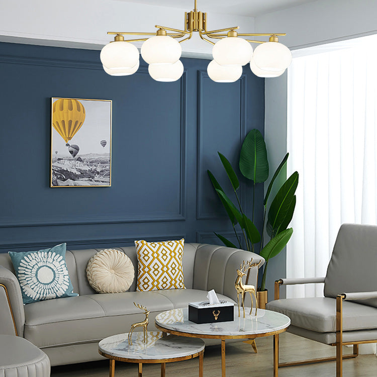 Araña de la esfera lámpara de vidrio de ópalo blanca esmerilado para comedor para comedor